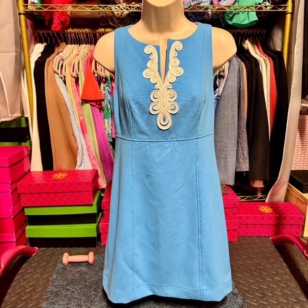 *NWT* Lilly Pulitzer Trini Embroidered Shift Dress - Lunar Blue (Size 00)